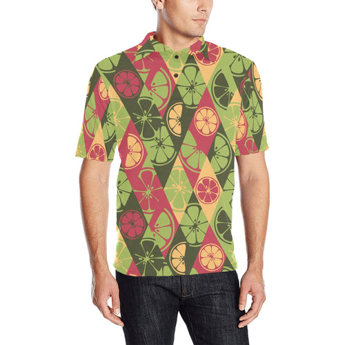 Cool Geometric lime pattern Men's All Over Print Polo Shirt