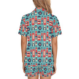 British Pattern Print Design 04 Women's V-Neck Short Pajama Set