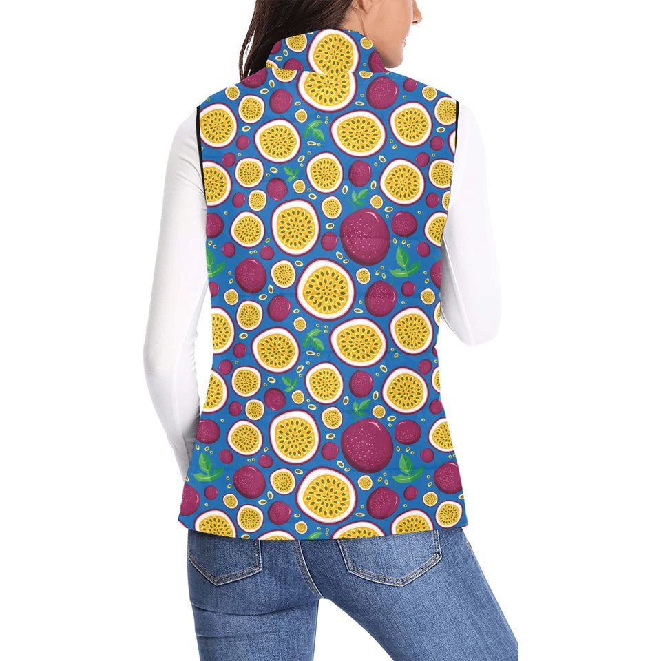 Passion fruit blue background Women's Padded Vest