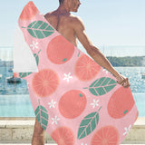Grapefruit leaves flower pink background Beach Towel