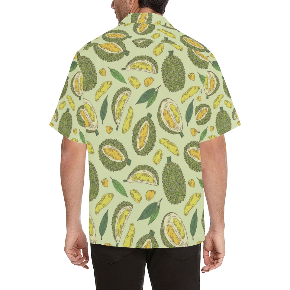 Durian leaves pattern background Men's All Over Print Hawaiian Shirt