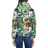 dinosaurs print pattern Women's Padded Hooded Jacket