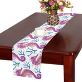 Purple seahorse blue coral pattern Table Runner
