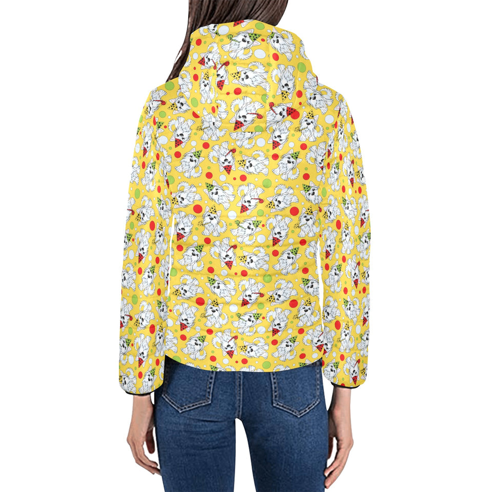 Yorkshire Terrier Pattern Print Design 05 Women's Padded Hooded Jacket