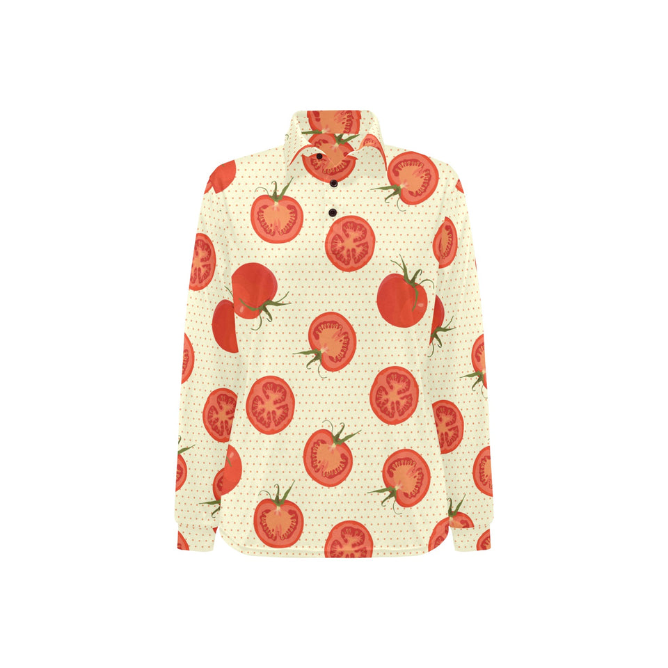 Tomato dot background Women's Long Sleeve Polo Shirt