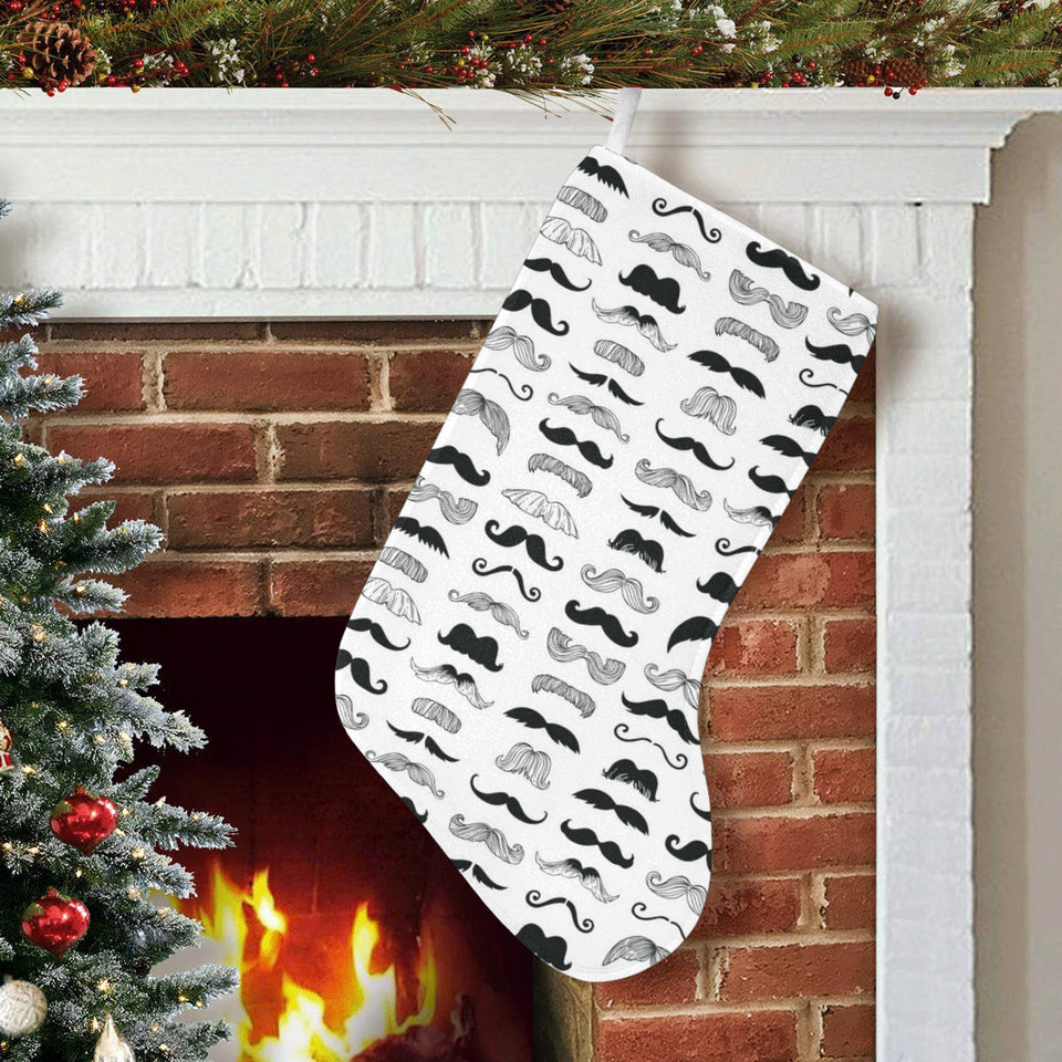 Mustache Beard Pattern Print Design 04 Christmas Stocking