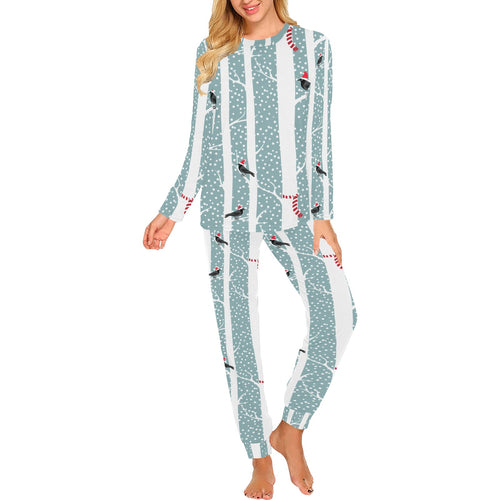 Crows christmas hat scarf Women's All Over Print Pajama Set