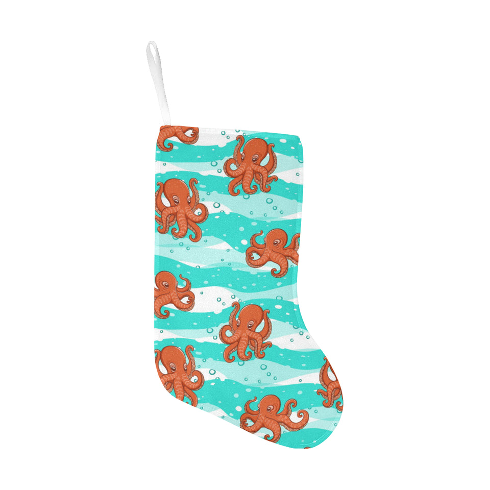 Octopuses sea wave background Christmas Stocking