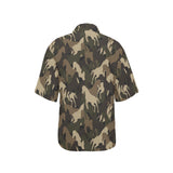 Horse Camouflage Pattern Women's All Over Print Hawaiian Shirt