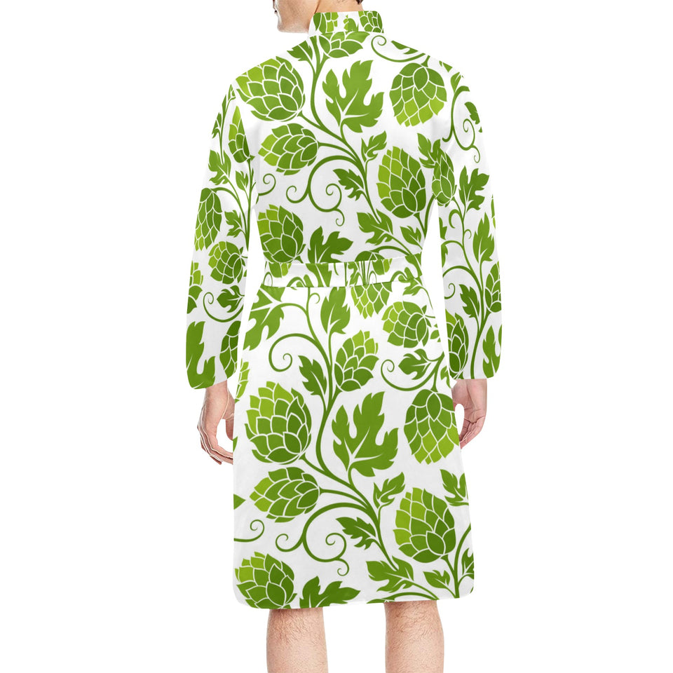 Hop design pattern Men's Long Sleeve Belted Night Robe