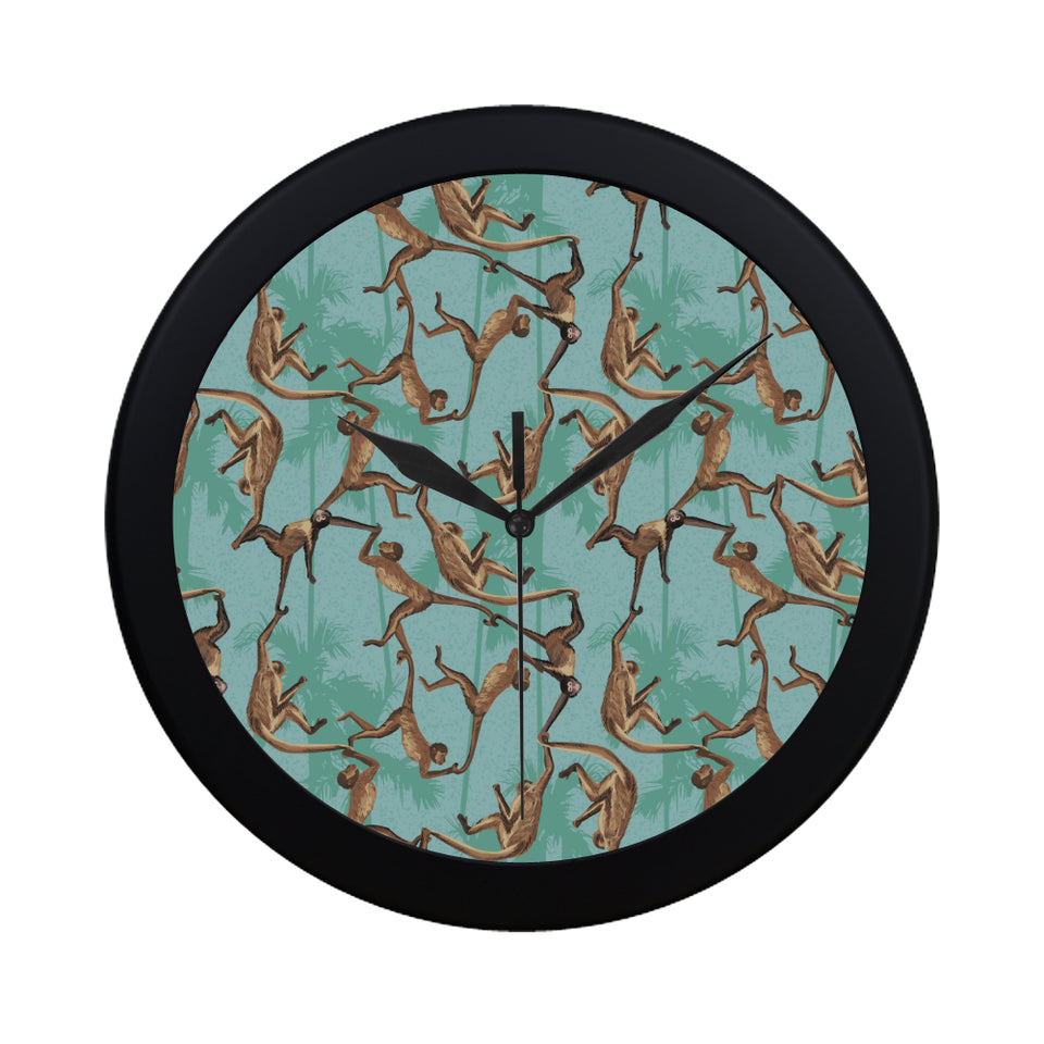 Monkey Palm tree background Elegant Black Wall Clock