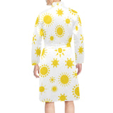 Sun pattern Men's Long Sleeve Belted Night Robe