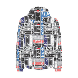 Skate Board Pattern Print Design 04 Men's Padded Hooded Jacket