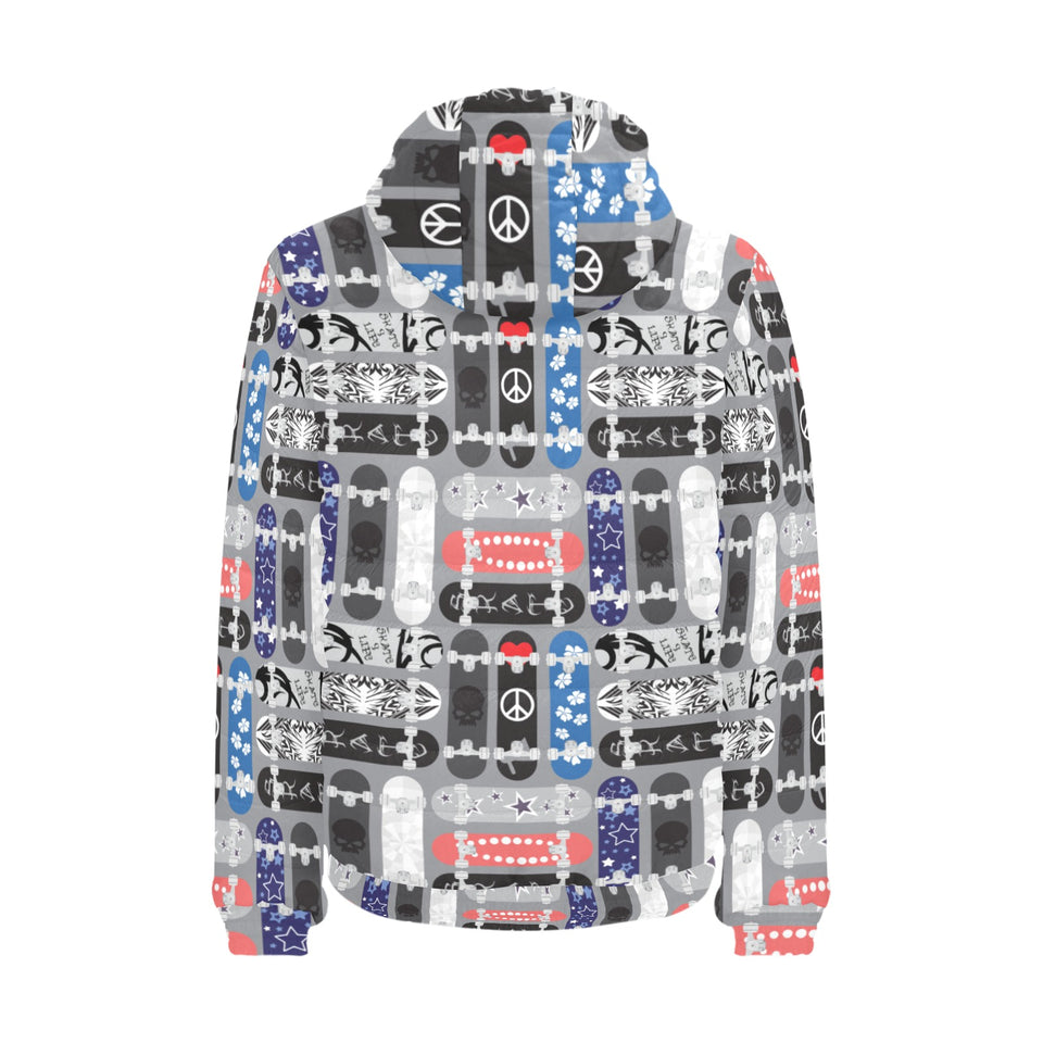 Skate Board Pattern Print Design 04 Men's Padded Hooded Jacket