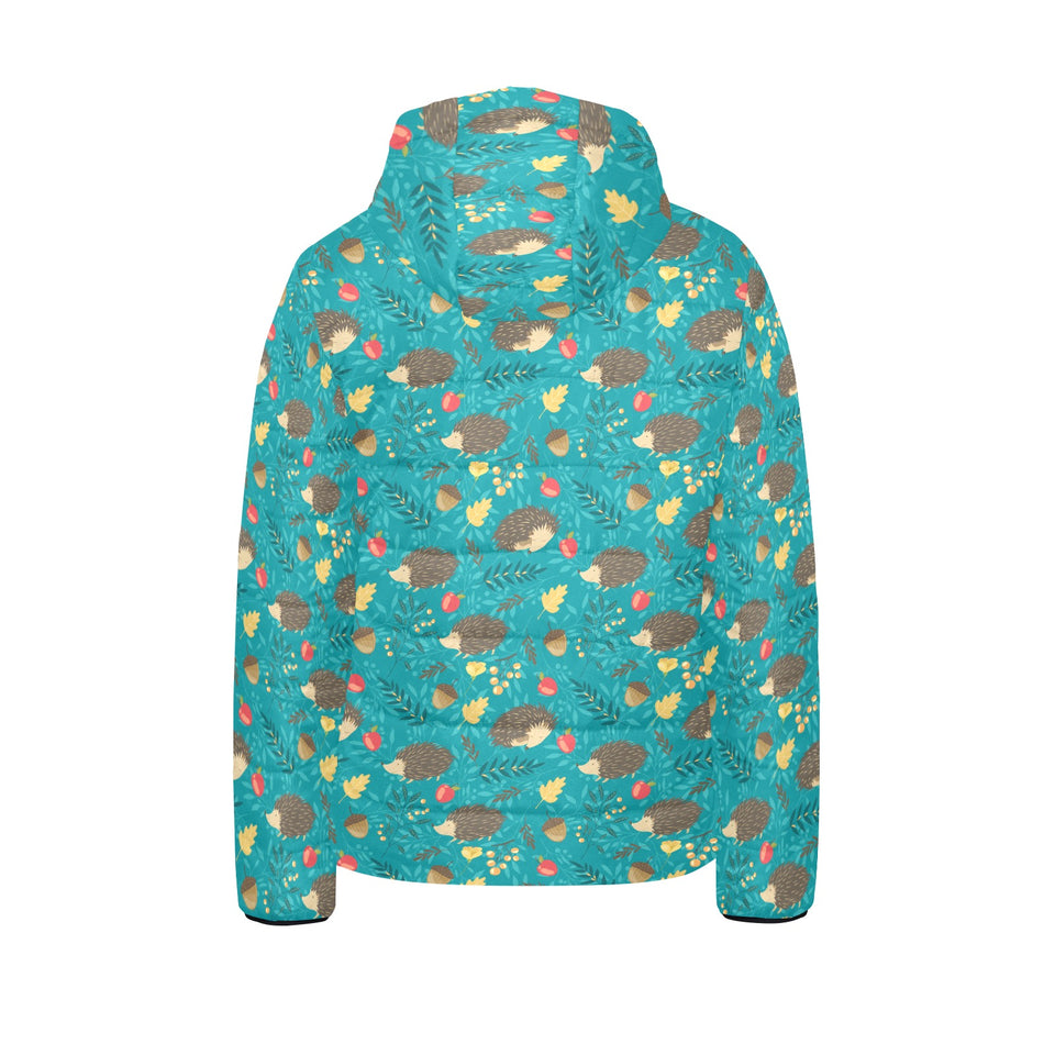 Hedgehog Pattern Print Design 01 Kids' Boys' Girls' Padded Hooded Jacket