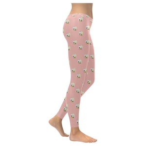 Cute hamster cheese pattern pink background Women's Legging Fulfilled In US