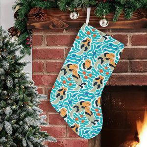 Cute sea otters fishe sea urchin pattern Christmas Stocking
