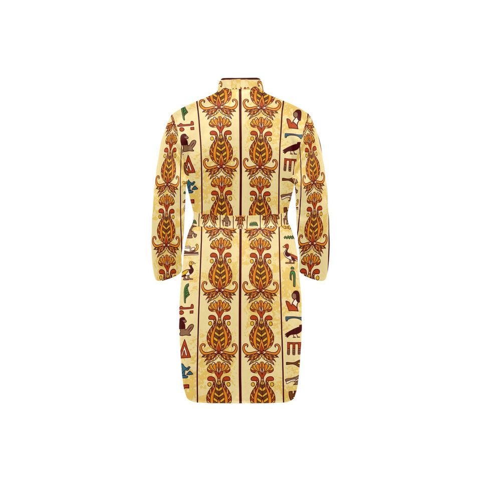 Egypt Hieroglyphics Pattern Print Design 04 Men's Long Sleeve Belted Night Robe