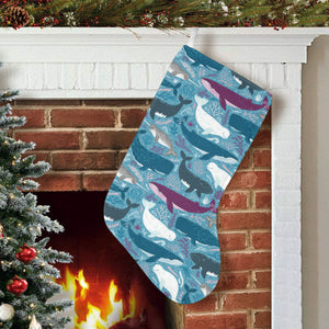 Whale design pattern Christmas Stocking