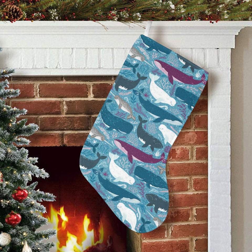 Whale design pattern Christmas Stocking