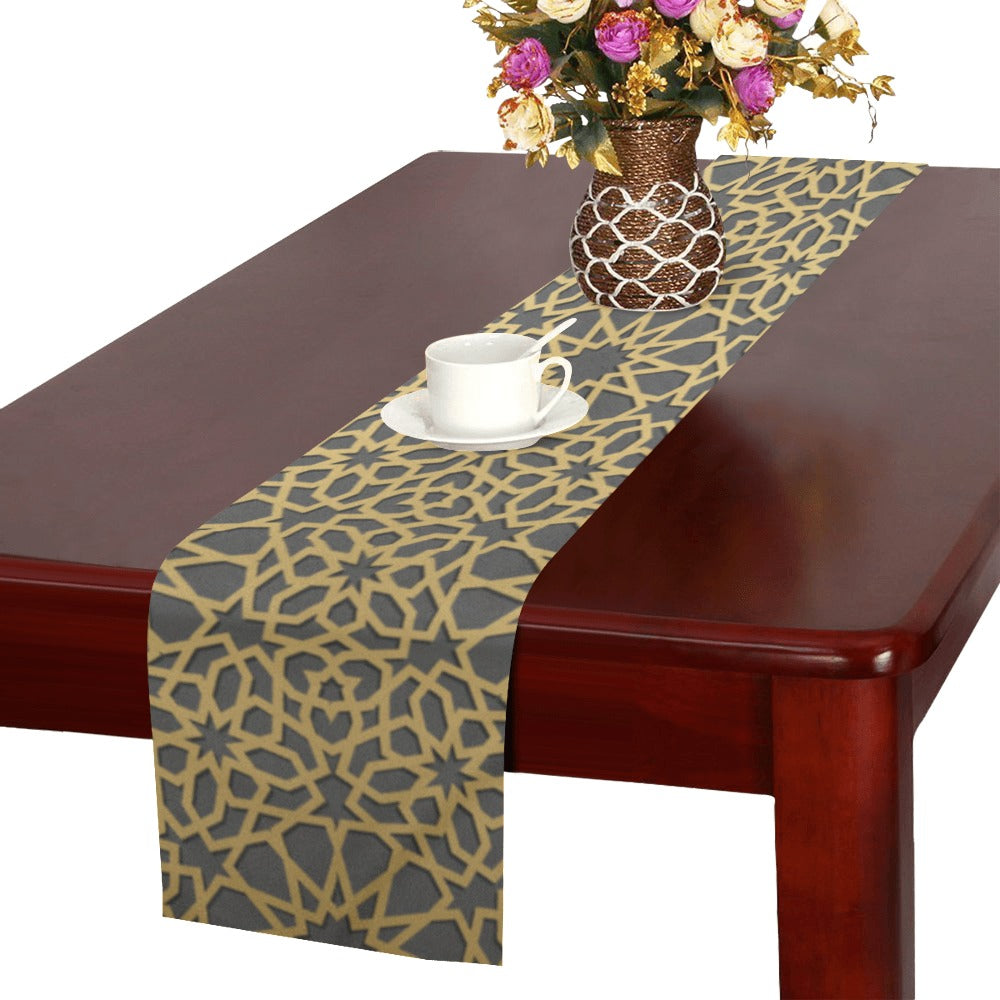 arabic star gold pattern Table Runner