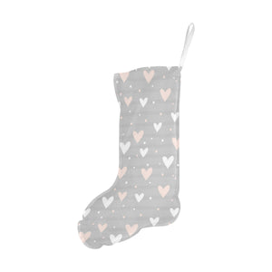 Heart pattern gray background Christmas Stocking
