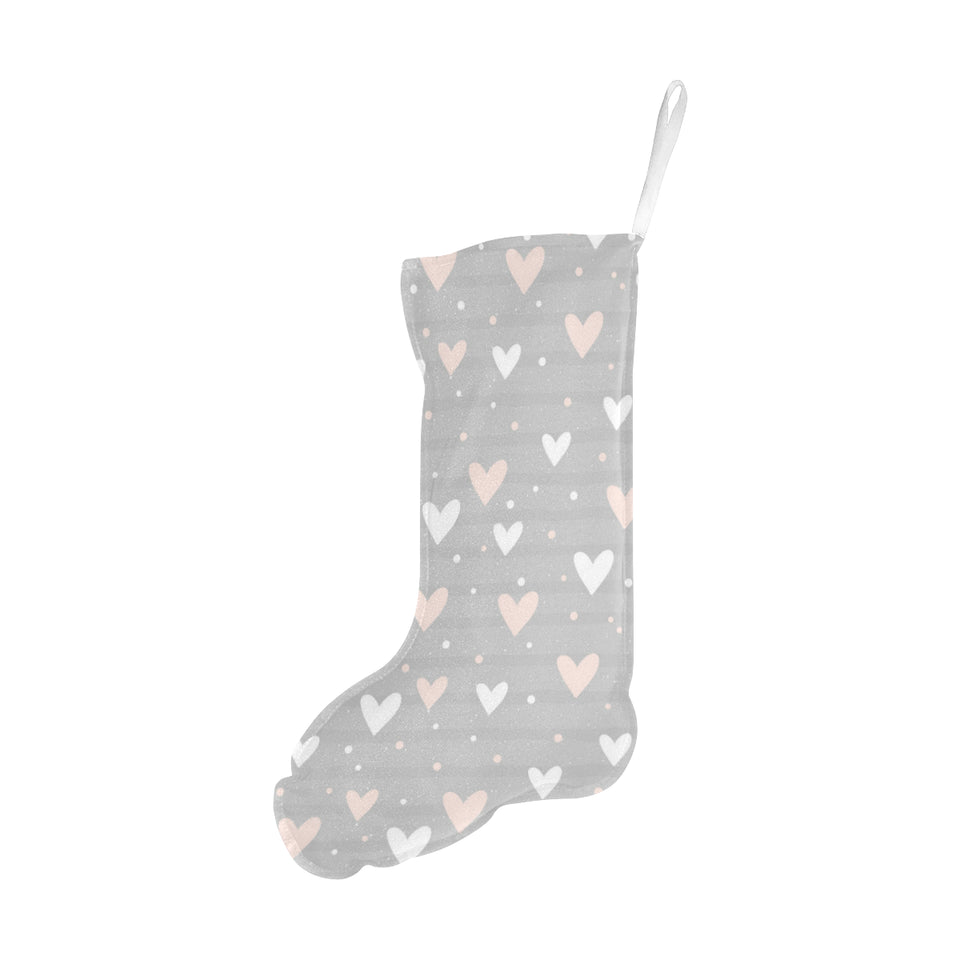Heart pattern gray background Christmas Stocking