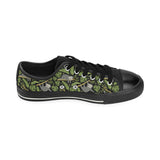 Cute sloths tropical palm leaves black background Men's Low Top Canvas Shoes Black