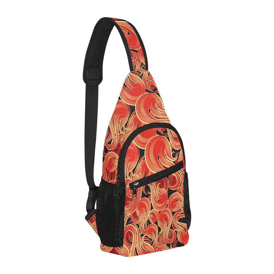Fire flame pattern All Over Print Chest Bag