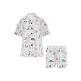 Cute cartoon dinosaurs tree pattern Women's V-Neck Short Pajama Set