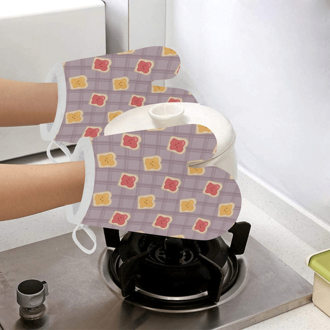 Bread Toast Pattern Print Design 05 Heat Resistant Oven Mitts