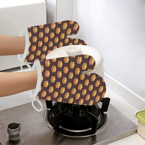 Sandwich Pattern Print Design 04 Heat Resistant Oven Mitts