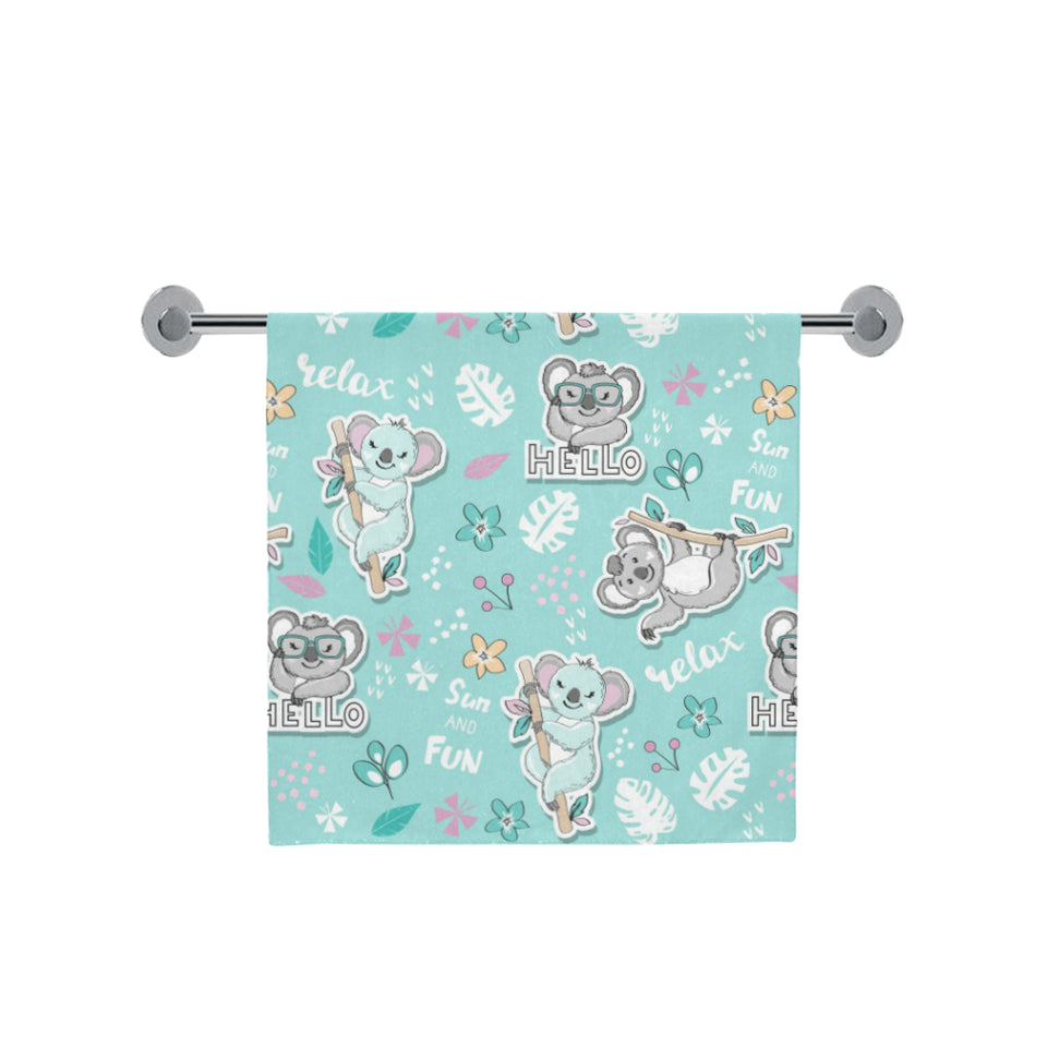 Cute koalas blue background pattern Bath Towel