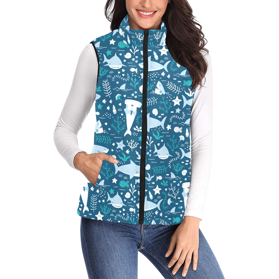 Cute shark pattern Women's Padded Vest