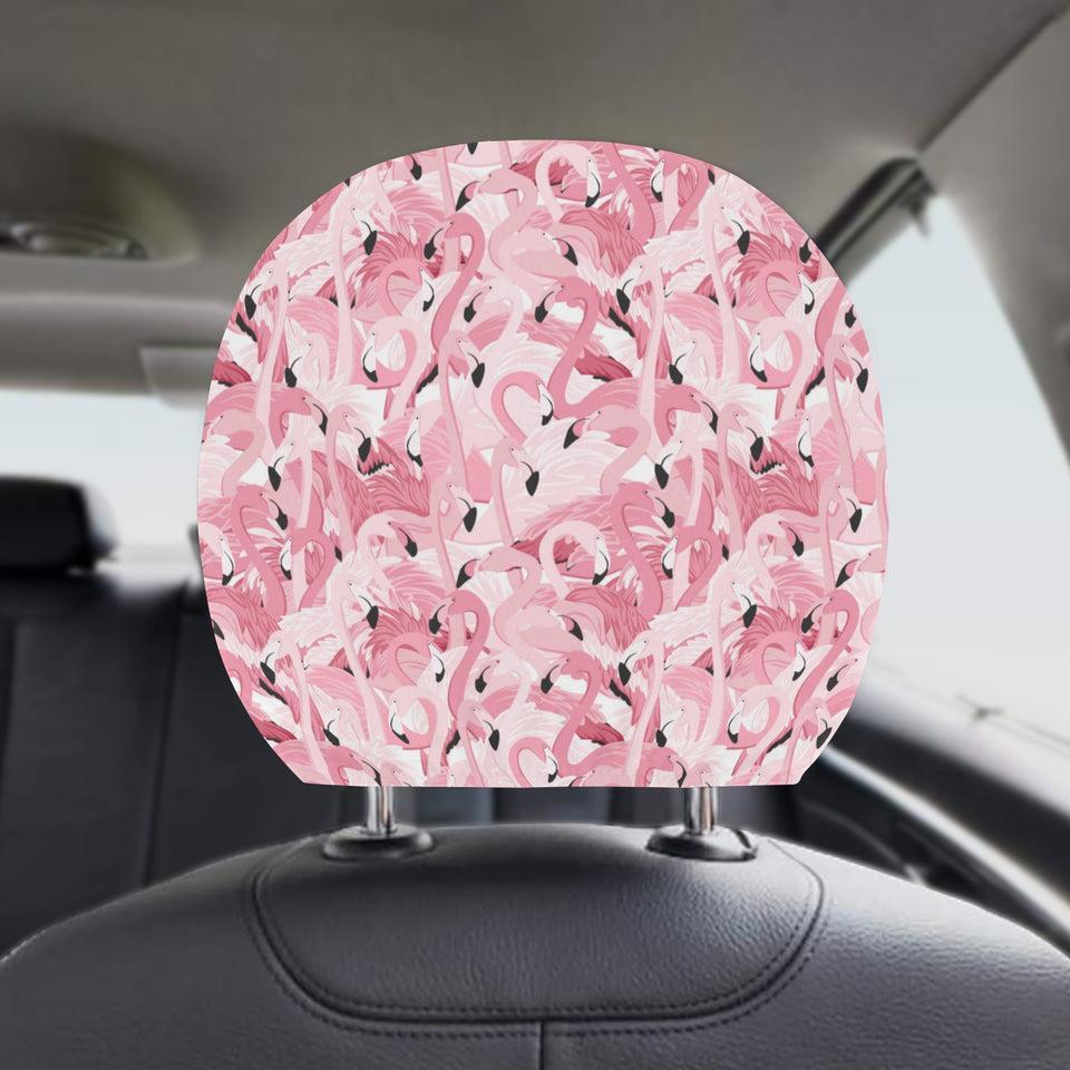 Pink flamingos pattern background Car Headrest Cover
