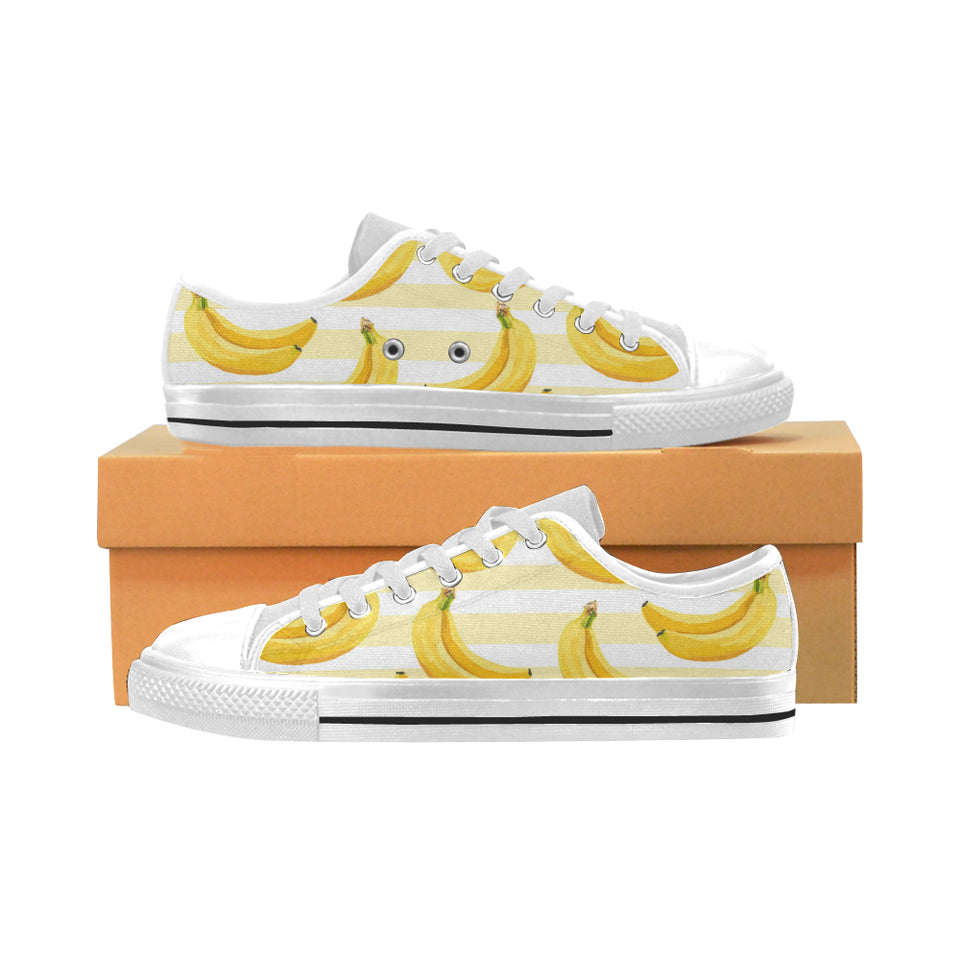 Banana pattern blackground Men's Low Top Shoes White