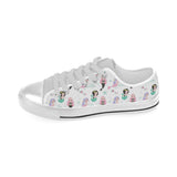 cute mermaid dolphin fish starfish pattern Men's Low Top Canvas Shoes White