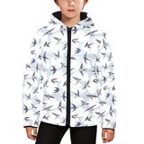 Swallow Pattern Print Design 05 Kids' Boys' Girls' Padded Hooded Jacket