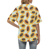 Watercolor papaya pattern Women's All Over Print Hawaiian Shirt
