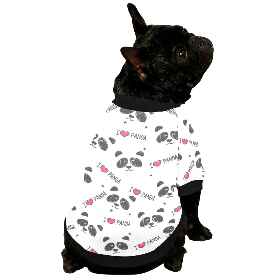 Hand Drawn faces of pandas pattern All Over Print Pet Dog Round Neck Fuzzy Shirt