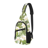 White orchid flower tropical leaves pattern All Over Print Chest Bag