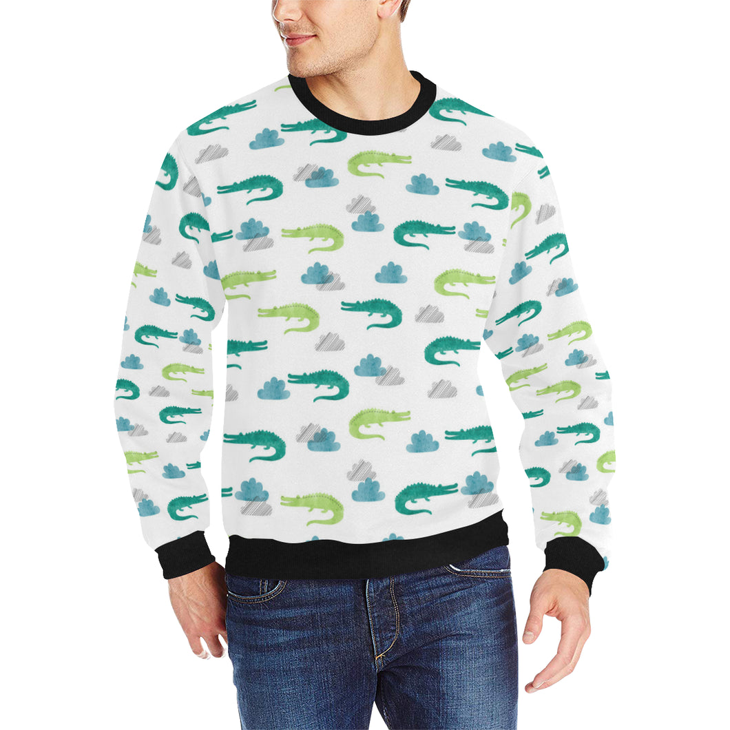 watercolor crocodile pattern Men's Crew Neck Sweatshirt