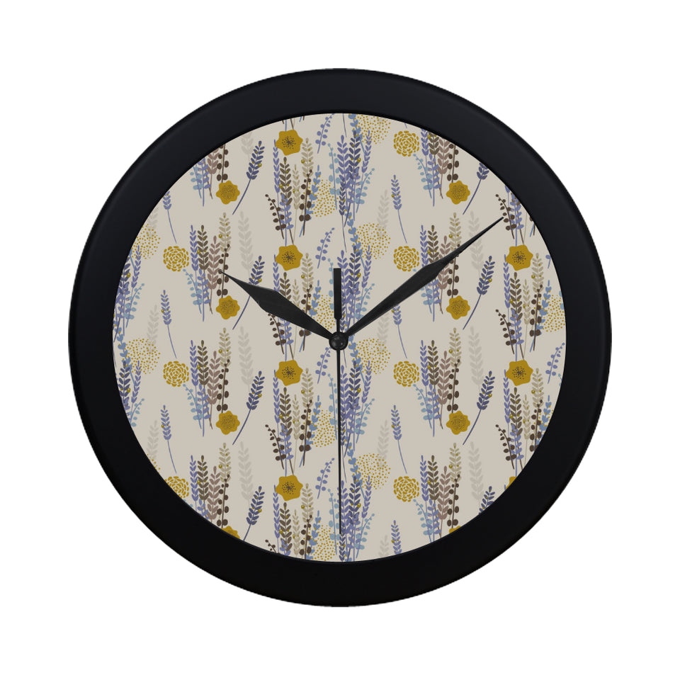 Lavender modern pattern blackground Elegant Black Wall Clock