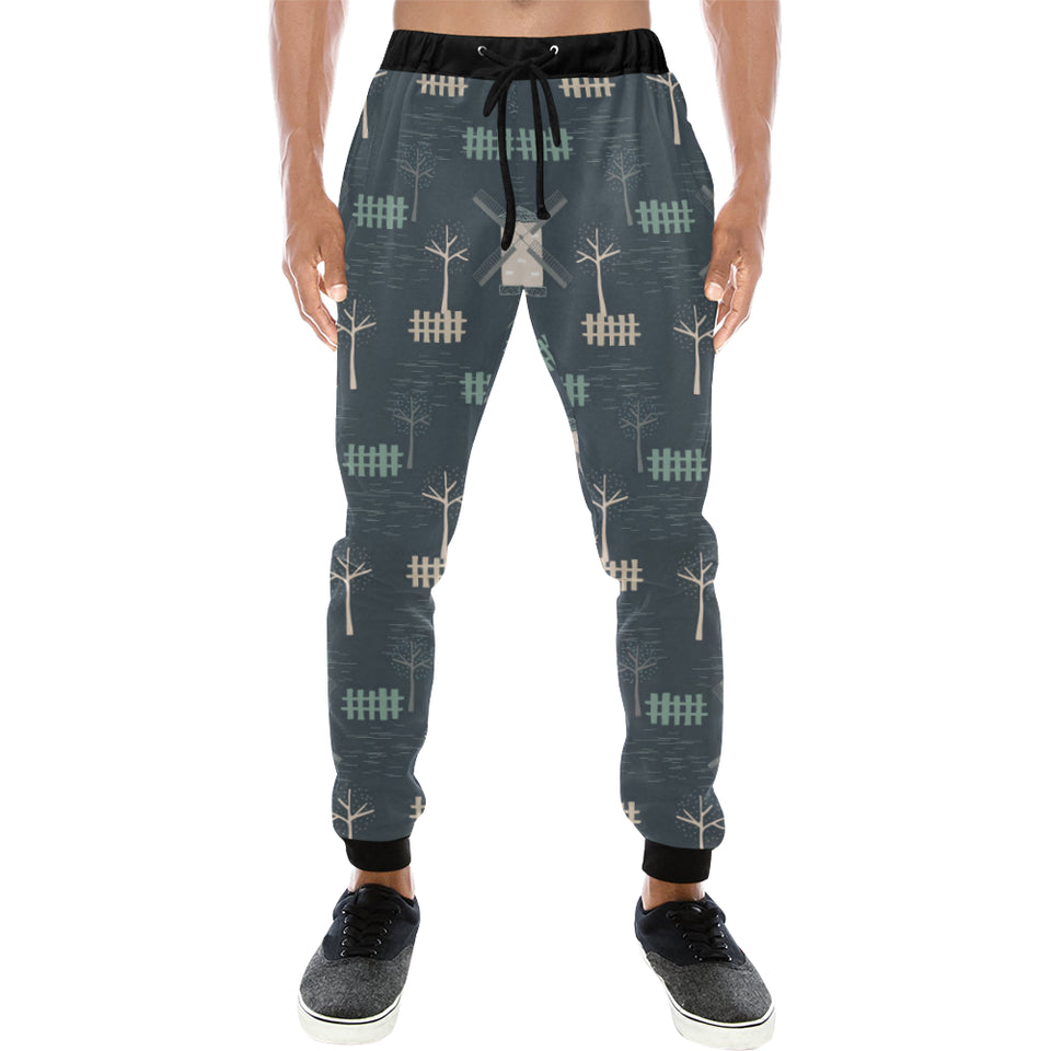 windmill tree pattern Unisex Casual Sweatpants