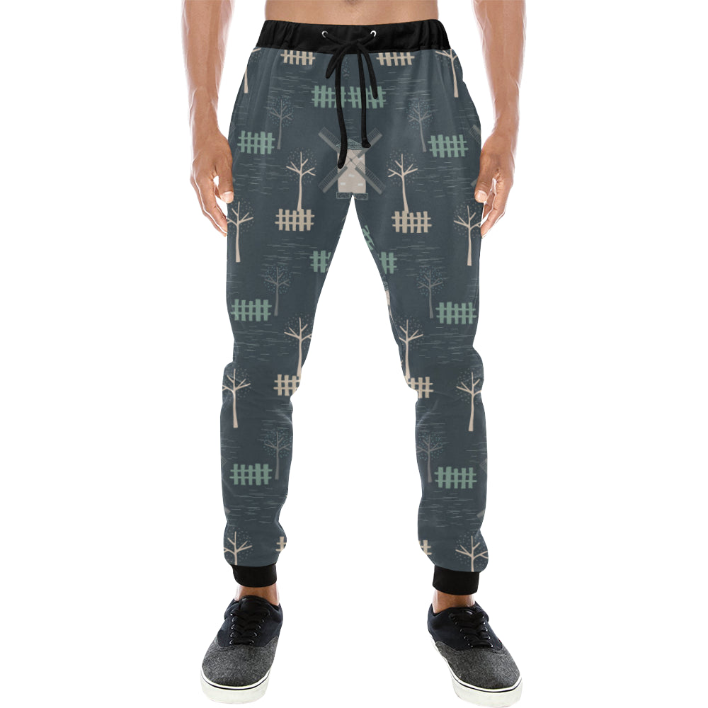 windmill tree pattern Unisex Casual Sweatpants