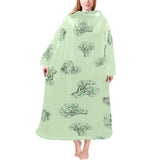 broccoli sketch pattern Blanket Robe with Sleeves