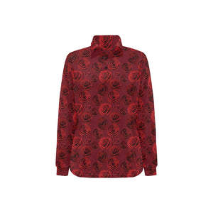 Rose Pattern Print Design 03 Women's Long Sleeve Polo Shirt