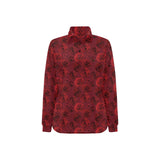 Rose Pattern Print Design 03 Women's Long Sleeve Polo Shirt