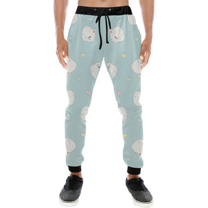 White cute hamsters heart pattern Unisex Casual Sweatpants