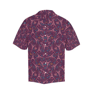 Eiffel Tower Heart Pattern Print Design 04 Men's All Over Print Hawaiian Shirt (Model T58)